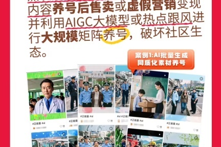 小红书曝光AIGC黑灰产乱象：AI批量生成同质化内容扰乱平台生态